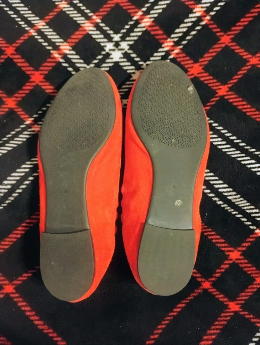 Women's Red Suede Tory Burch Ballet Flats With Sparkling Rhinestones Size 9